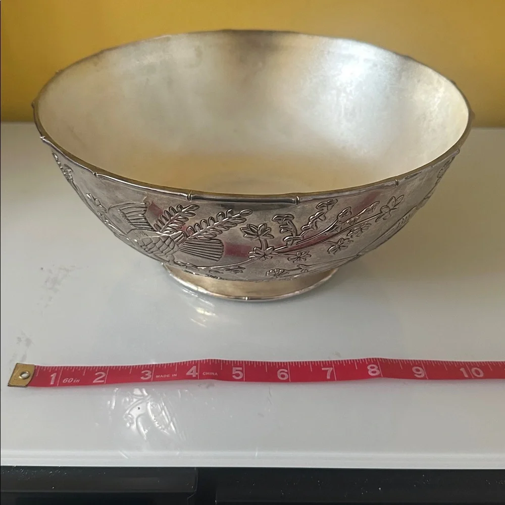 Godinger Silver Plate Decorative Large Bowl with Bird Design